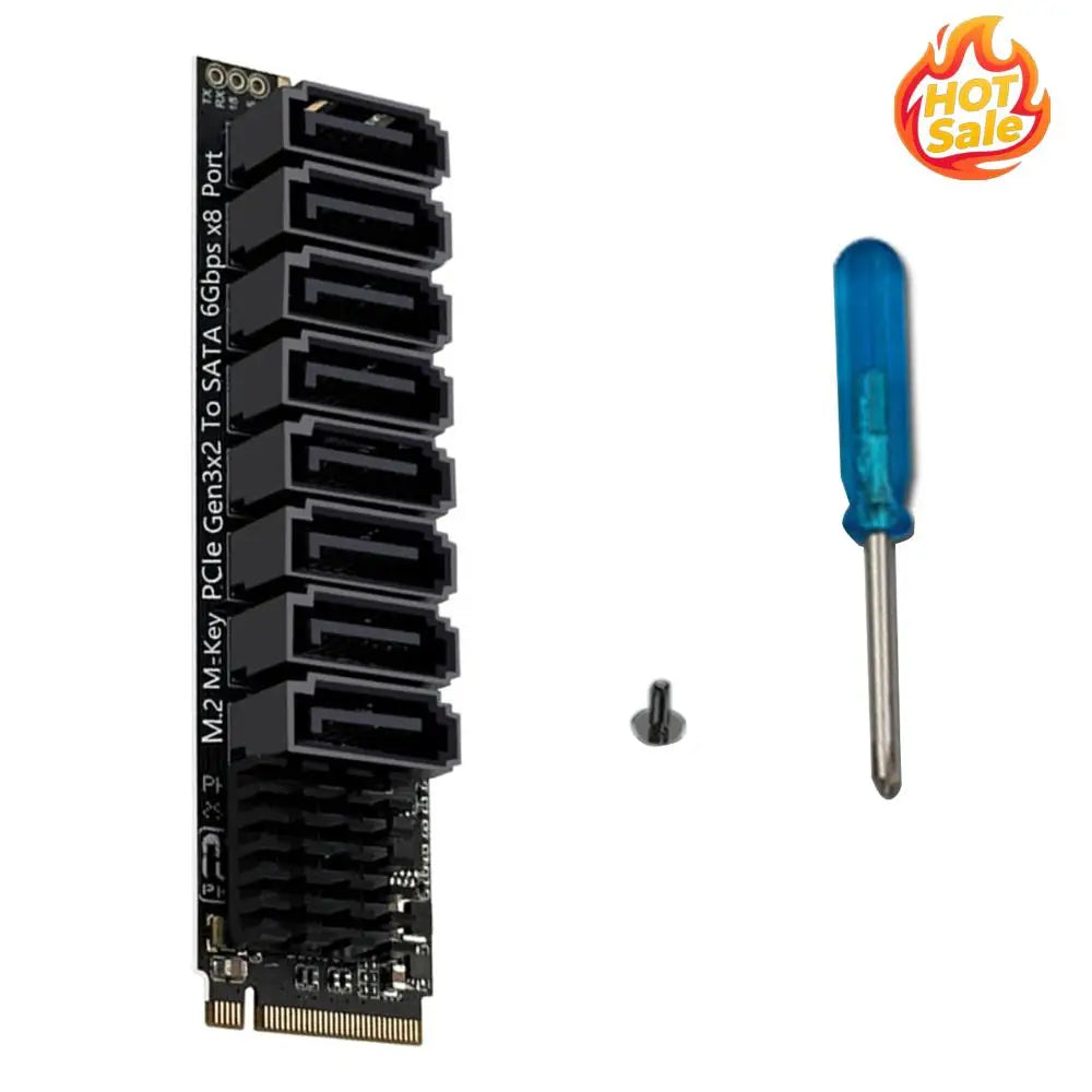 M.2 M KEY NVMe To SATA Convert Card ASM1166 6Gbps 8 Port M.2 NVMe To SATA 3.0 Expansion Card Tools Included for Desktop PC Zpaxo