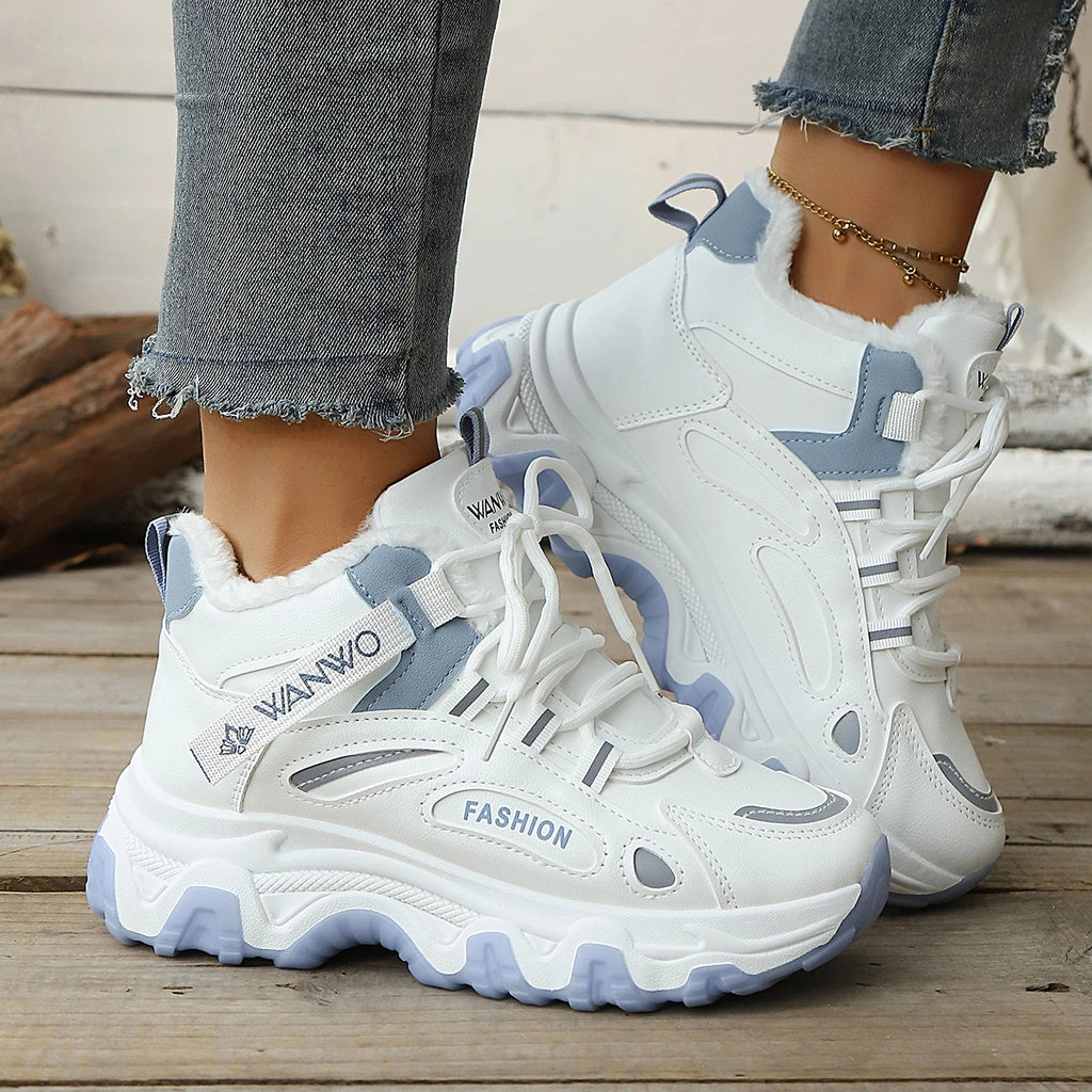 Women Snow Boots Tennis Winter Platform Lace Up Vulcanized Shoes New Chunky Breathable Mesh Casual fashion Women Boots Zpaxo