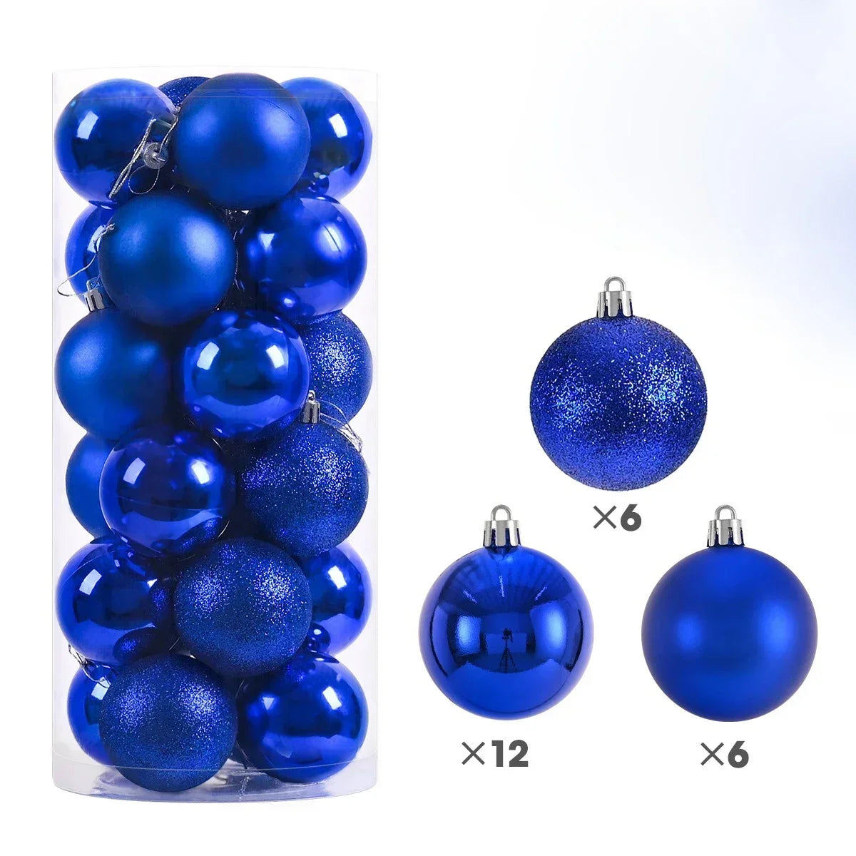 Hot 24Pcs 3/4/6cm Christmas Tree Balls Multicolor Xmas Ball Decorations Glitter Christmas Baubles Ornament Ball Party Home Decor Zpaxo Deep Blue 3CM