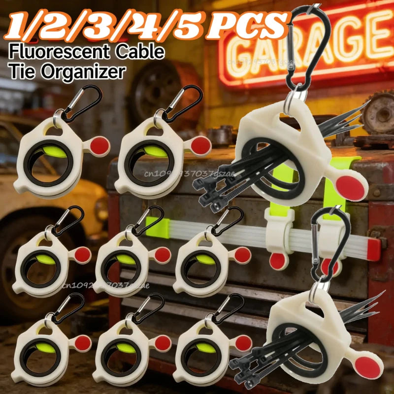 10-1pc Fluorescent Cable Tie Organizer Storage Cable Tie Holder Portable Cable Tie Storage Tool Electrical Wire Tie Organizer Zpaxo