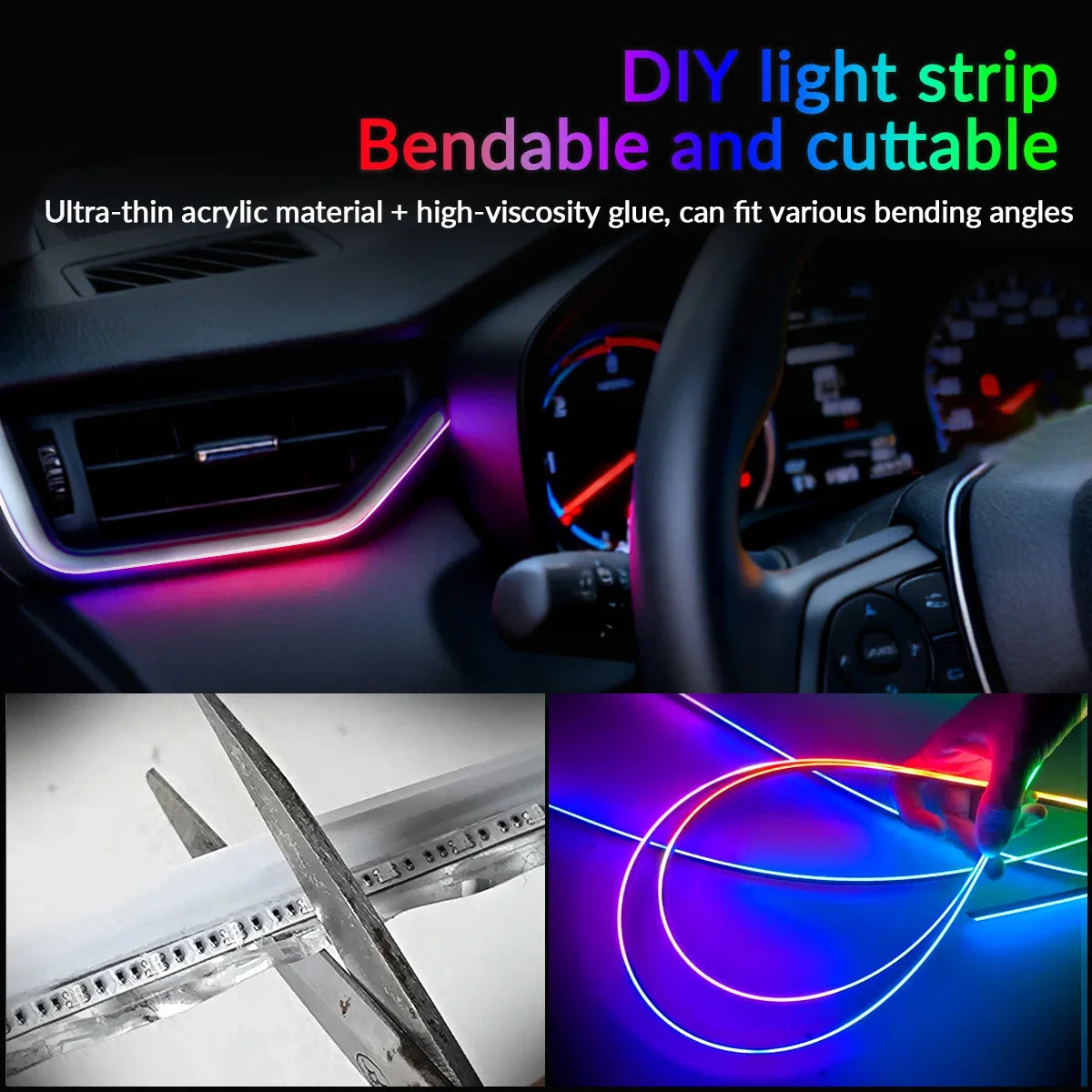 Universal RGB LED Car Ambient Lights 18-in-1 64 Colors Hidden Acrylic Zpaxo