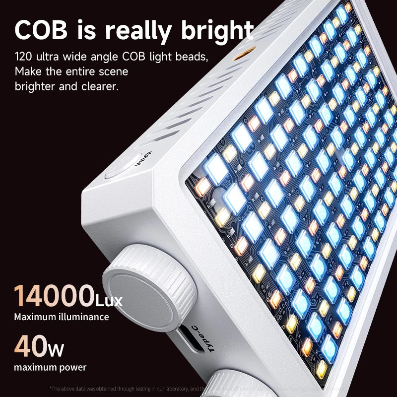 40W LED Camera Light 2800K-9000K Handheld Video Fill 4400mAh