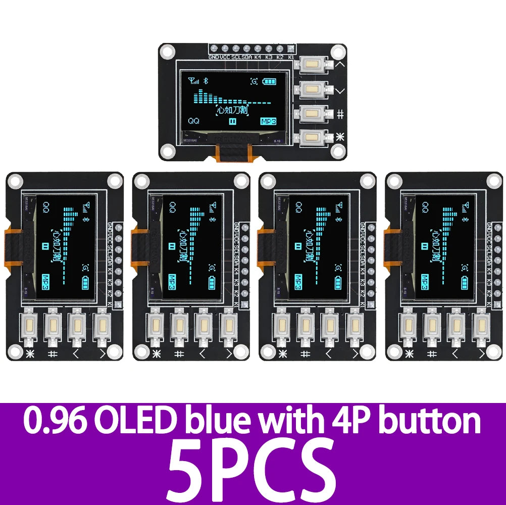 SSD1106/SSD1315 0.96/1.3" OLED Keypad Module – 4x4 16-Key Combo for Arduino DIY Zpaxo 5pcs 0.96 4P blue
