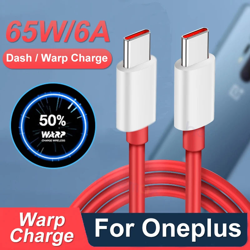 6 5A Fast Charge C Cable 65W Warp Charger Cables USB PD USBC Oneplus