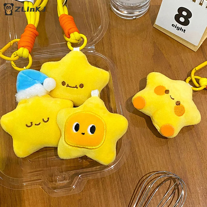 ▶1PCS Cute Star Doll Pendant Plush Doll Pendant Keychain Accessories Student Backpack Pendant Zpaxo