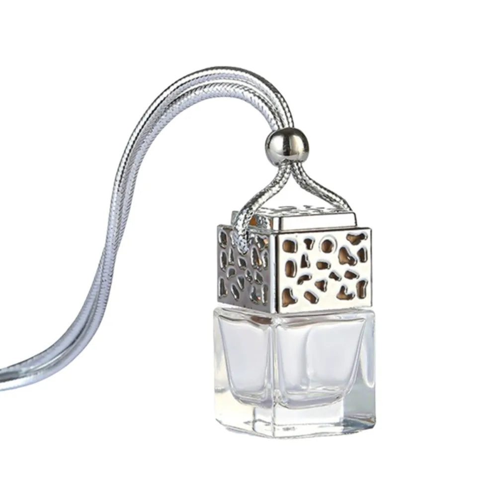 Portable Perfume Bottle Glass Pendant Car Fragrant Capsule Refillable Zpaxo Silver
