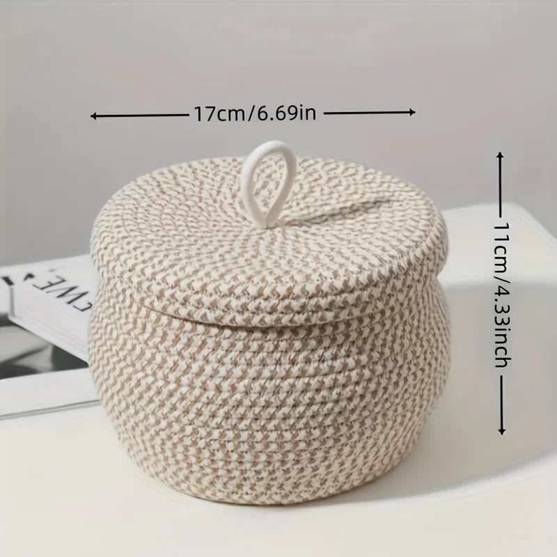 Bohemian Storage Basket Lid Self-supporting Organizer Wardrobe Shelf Zpaxo Light Yellow