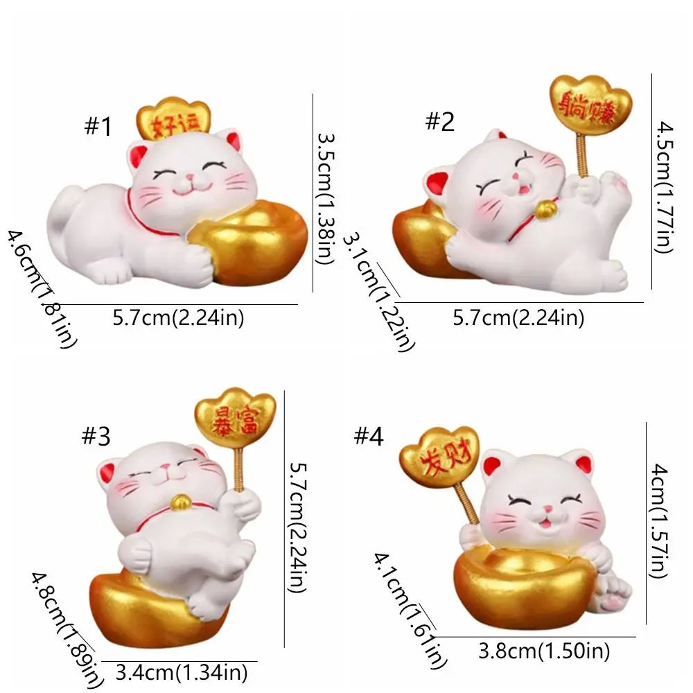 Cute Lucky Wealth Cat Statue Mascot Resin Crafts Fortune Kitten Figurine Cartoon Chinese Style Mini Cat Figurine Party Supplies Zpaxo