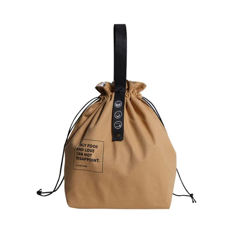 Double Layer Drawstring Portable Lunch Box Bag for Daily Travel Outdoor Food Storage Insulation and Freshness Preservation Bag Zpaxo