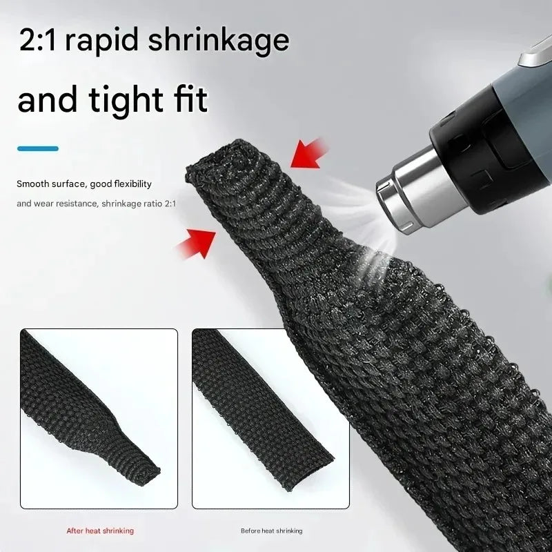 Braided Sheath for Cables Black Heat-shrink Tube Retardant Wire Wrap Sheath Protection Covers Car Line Organizer Cable Wrap Zpaxo