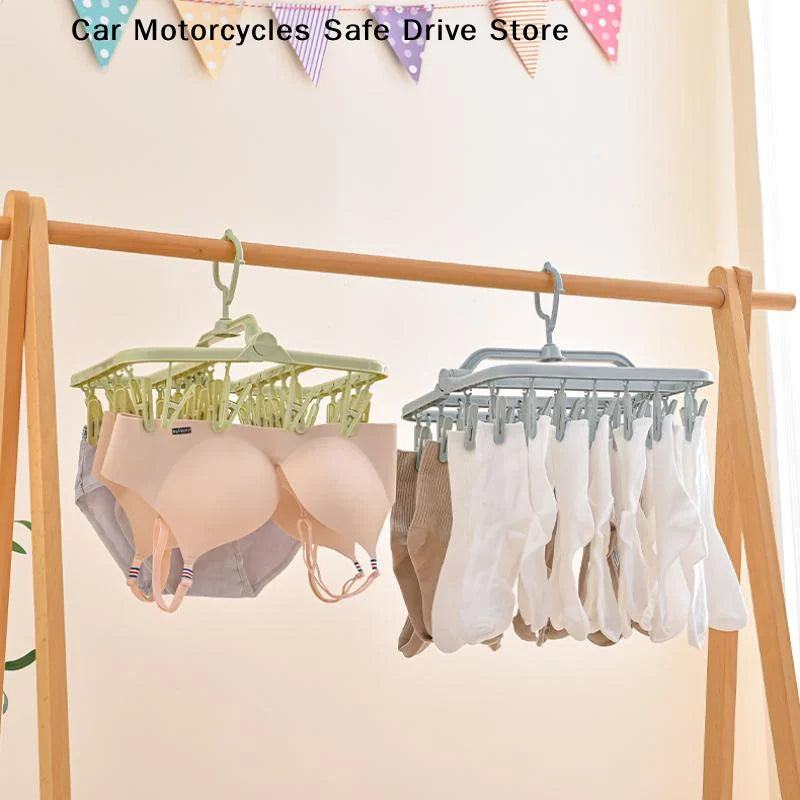 MFoldable Plastic Laundry Drying Rack 32 Clips 360 Rotating Hook
