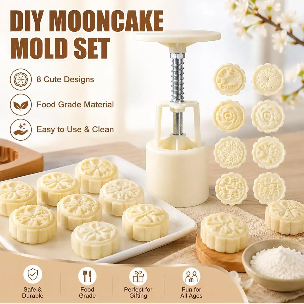 Mooncake Mold Set | Hand-Press DIY Moon Cake Stamp Moulds Mooncake Mold Set Zpaxo