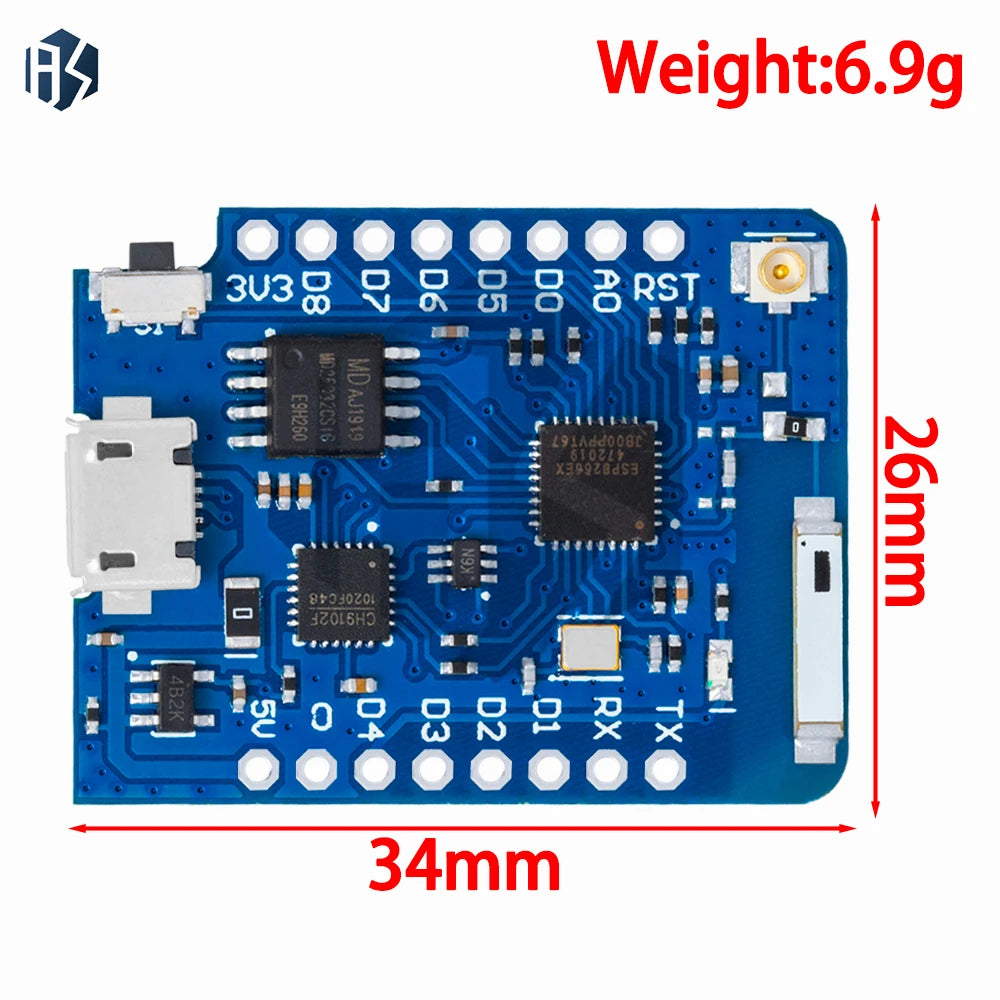 for WEMOS D1 Mini Pro – ESP8266 NodeMCU WiFi Development Board with 4MB/16MB Flash, External Antenna CP2104 USB Zpaxo