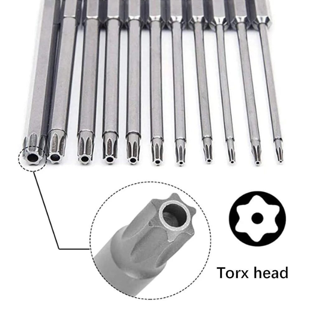 12 PCS Torx Security Bit Set S2 Steel Magnetic Security Screwdriver Set 50/100mm Star Screwdriver Set for Shark Vacuum T6-T40 Zpaxo