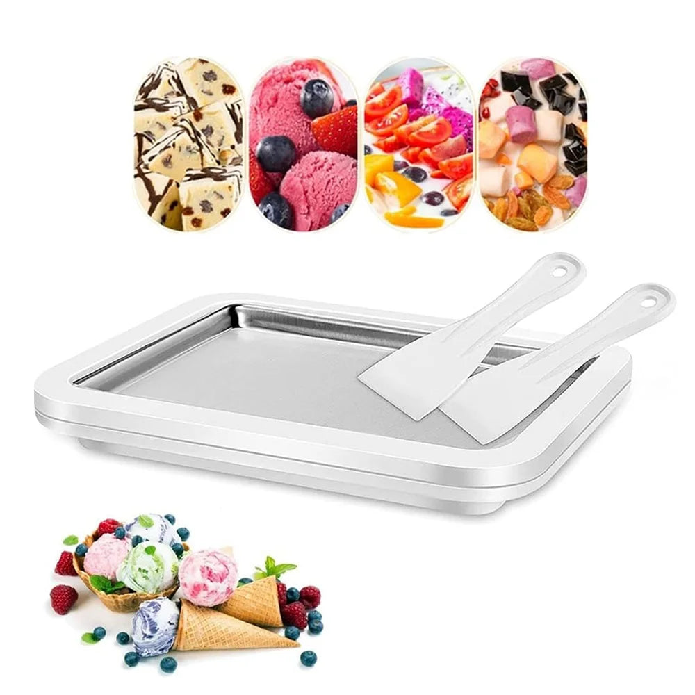 Ice Cream Maker Pan with 1 Scraper Instant Rolled Ice Cream Maker DIY Sorbet Frozen Yogurt Maker Zpaxo