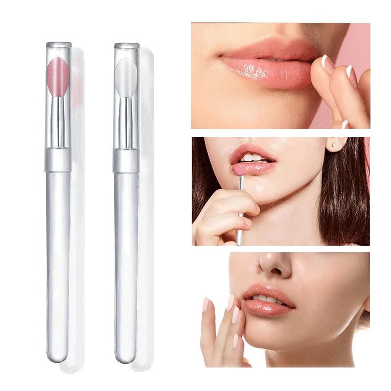 Soft silicone lip brush with a cover - multi-functional lip balm applicator, lipstick lip gloss makeup brush, reusable Zpaxo