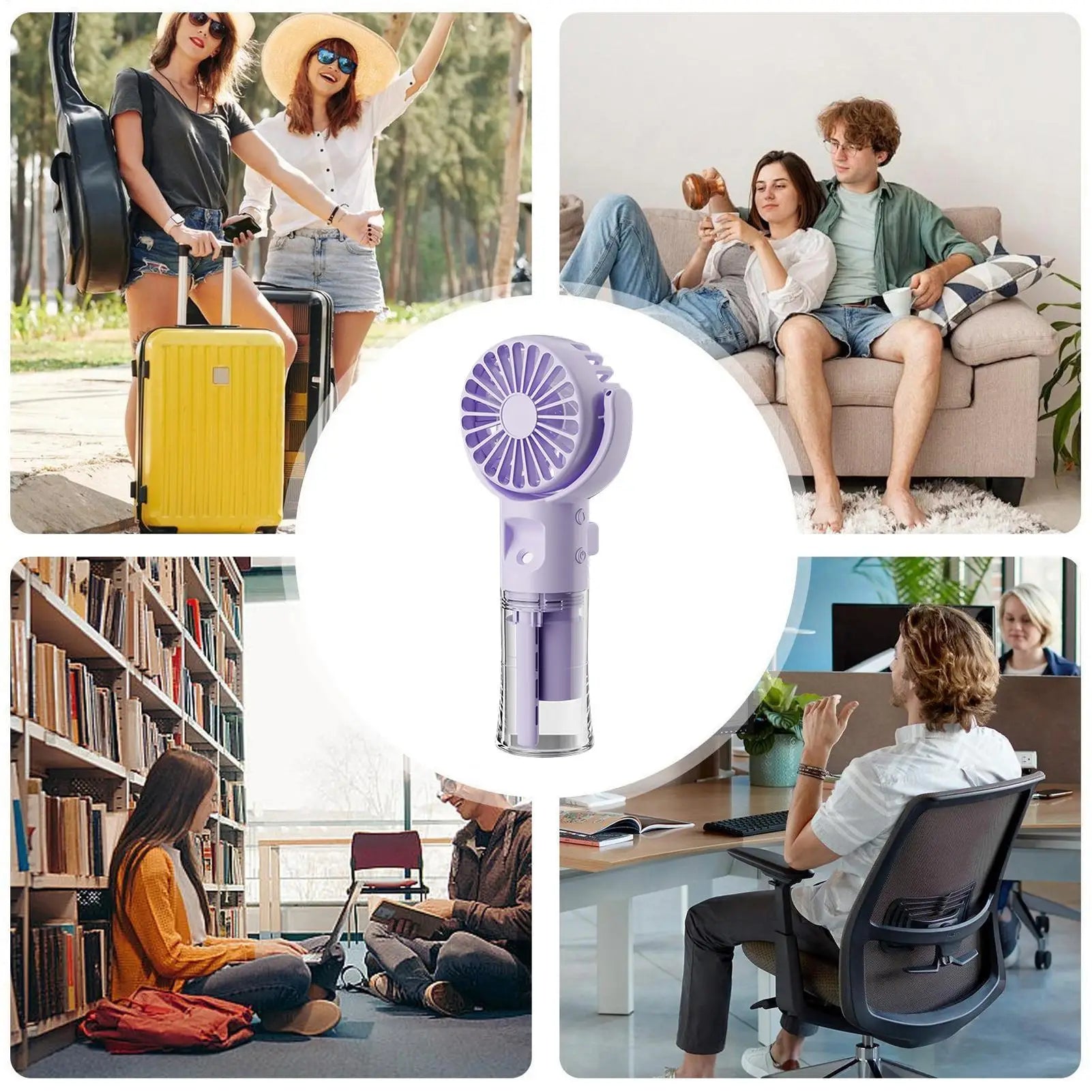 Handheld Spray Fans USB Rechargeable Portable Misting Fan 4-speed