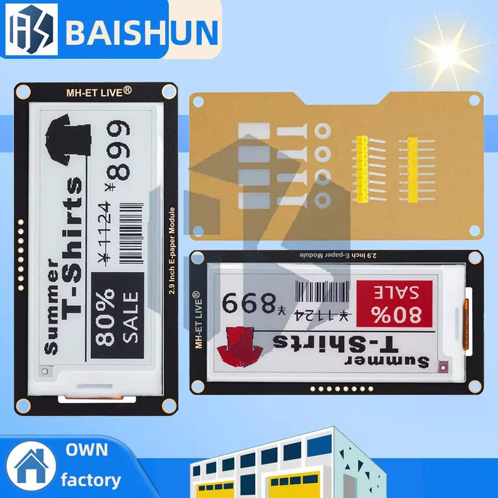 ‌2.9 inch E-Paper Display Module (296x128 SPI Interface) - Compatible with Arduino, STM32, Raspberry Pi /ESP32 Zpaxo