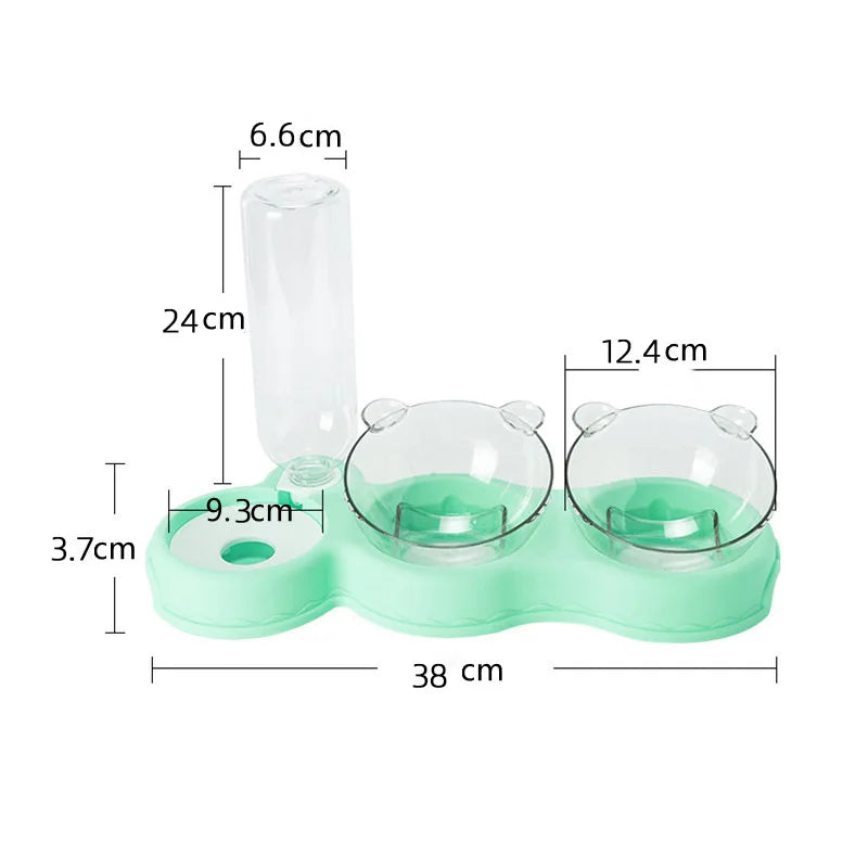Double Pet Bowl Automatic Water Dispenser Non-slip Cat Dog Food Easy