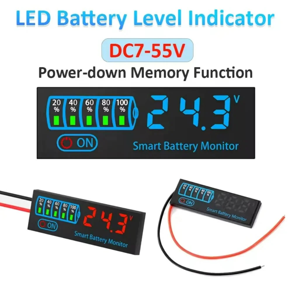 DC 7-55V Battery Charge Indicator LED Display Board with Alarm Battery Voltage Indicator Zpaxo