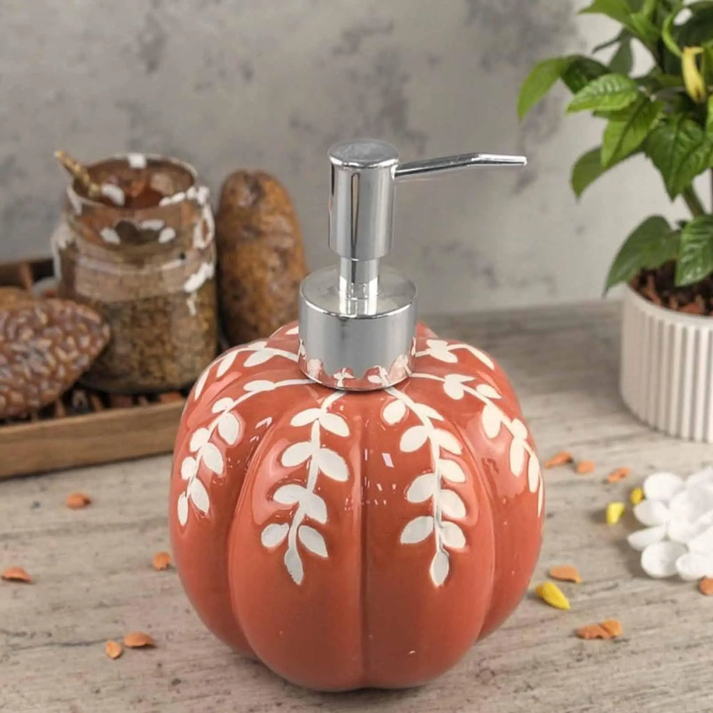 Pumpkin Soap Dispenser Kitchen Refillable Ceramic Funny Halloween