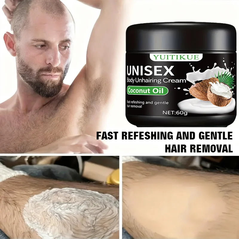 YUITIKUE Hair Removal Cream 60g – Coconut Oil & Aloe Vera Hair Removal Cream Zpaxo
