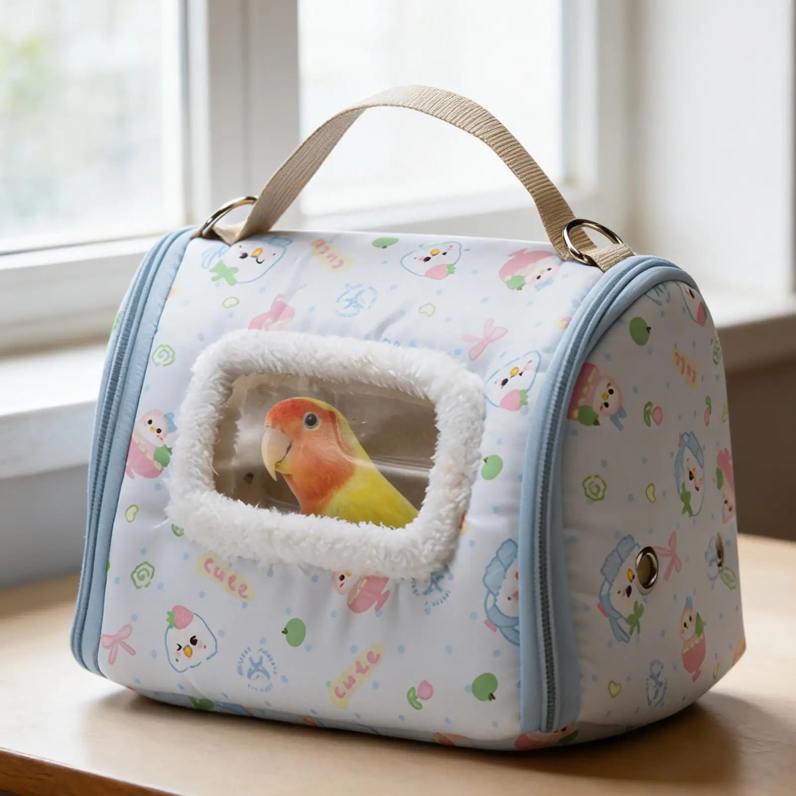 Bird Carriers Portable Parrot Transport Box with Window Bird Bag Carrier for Parakeet Hiking Camping Conure Cockatiel Canary Zpaxo