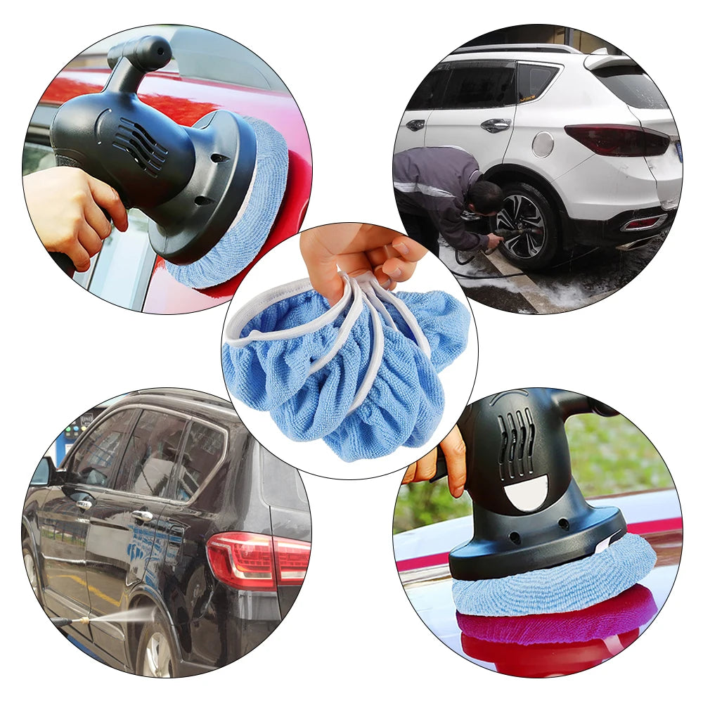 12pcs Car Polishing Disc Auto Waxing Applicator 5-6 inches Microfiber Bonnet Polisher Pad Polishing Accessories Cleaning Tool Zpaxo