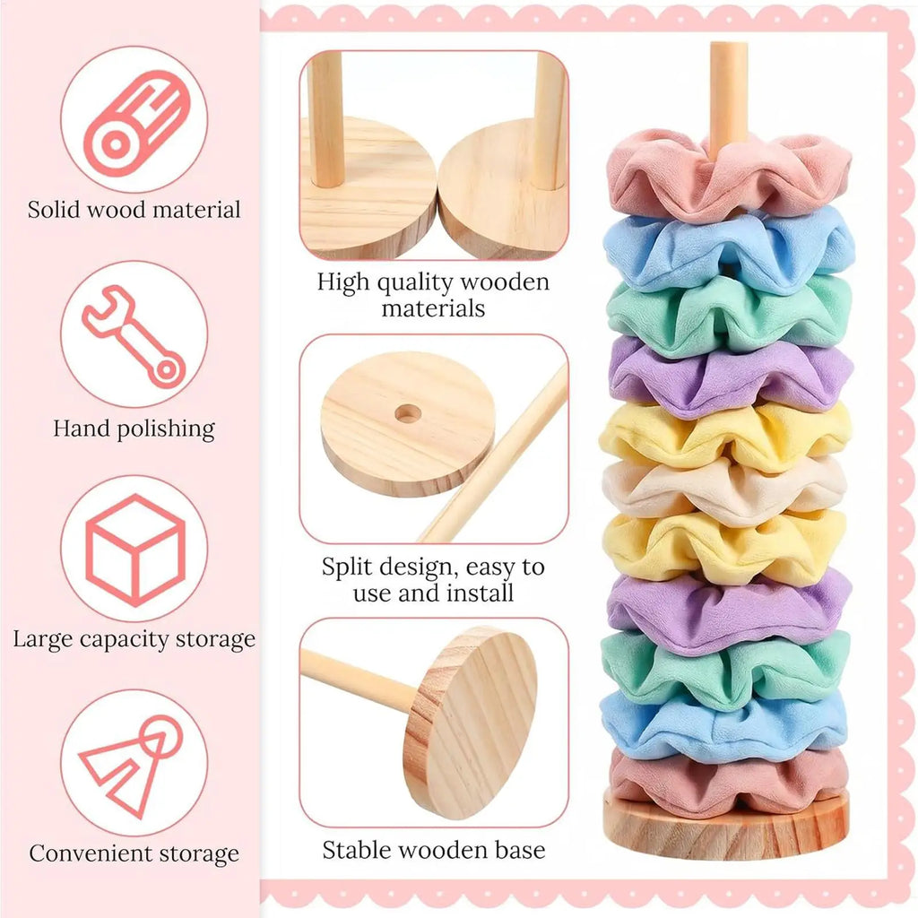 Wooden Scrunchie Stand Hair Tie Organizer Accessory Holder Jewelry