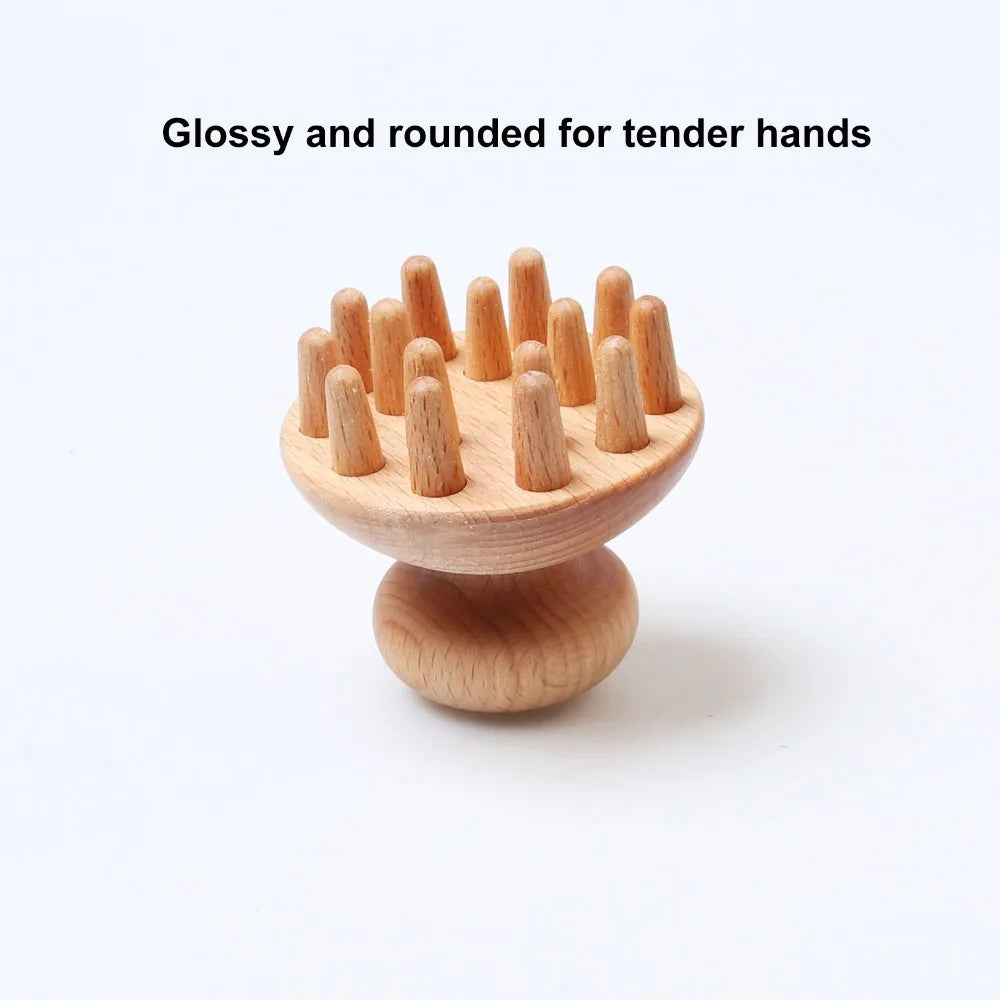Wooden Material Wood Mushroom Massager Shape Ergonomic Handle Massage Zpaxo