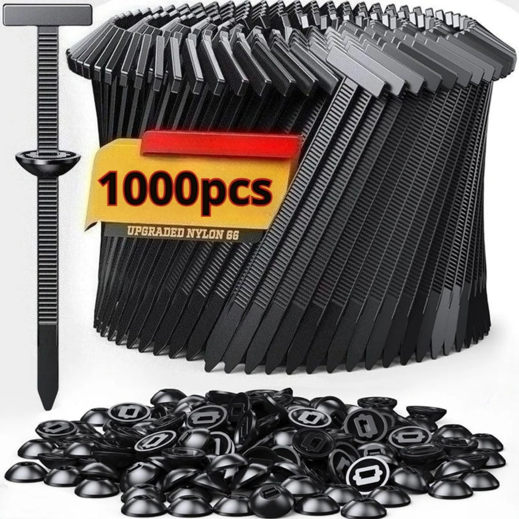1000set Self-locking Nylon Cable Tie Buckle - Heavy Duty Pin & Button Zip Ties Car Repair Fastening Strap Zpaxo
