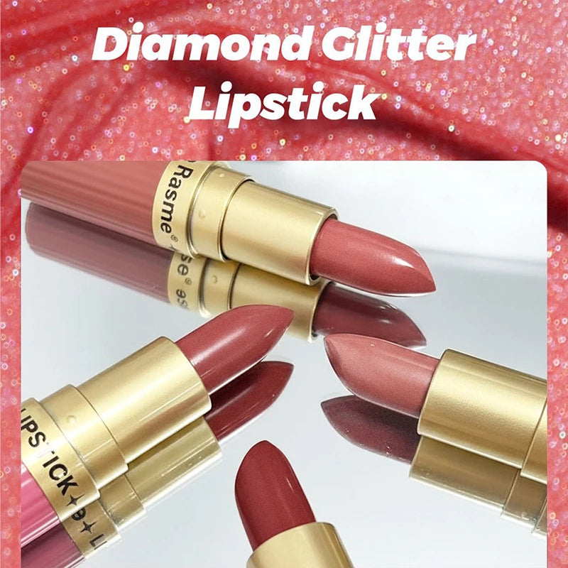 Pearlescent Pink Glitter Velvet Lipstick Delicate Pearl Shimmer Diamond Lipstick Waterproof Long Lasting Women Makeup Cosmetic Zpaxo