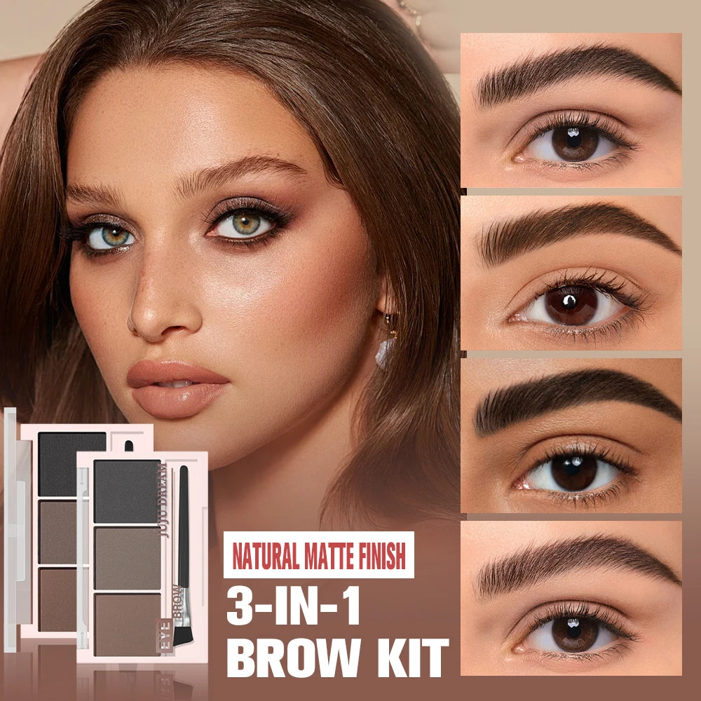 Three-Color Eyebrow & Eyeshadow Powder Palette, Long-Lasting Brow Definer with Brush for Natural Eyebrows Zpaxo
