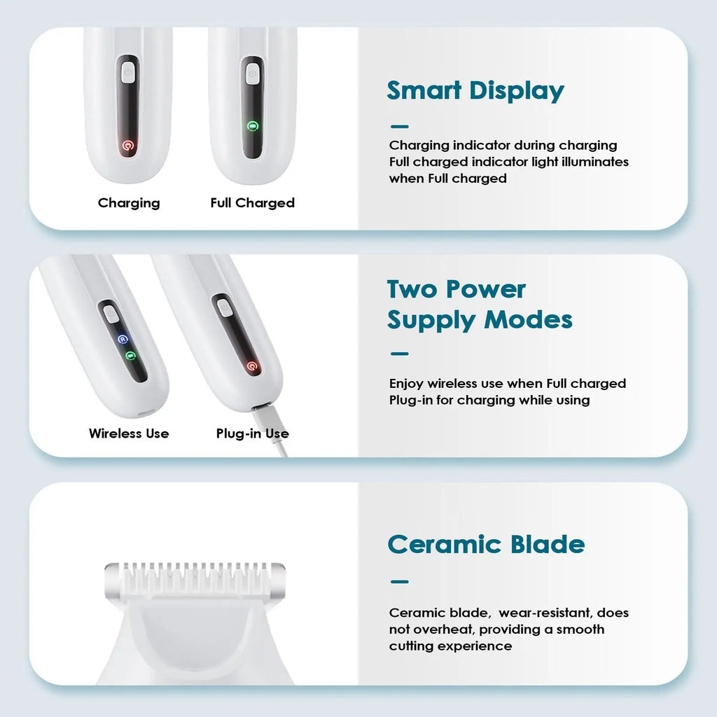 Pet Hair Trimmer Trimming Tool LED Light Electric Dog Paw Grooming