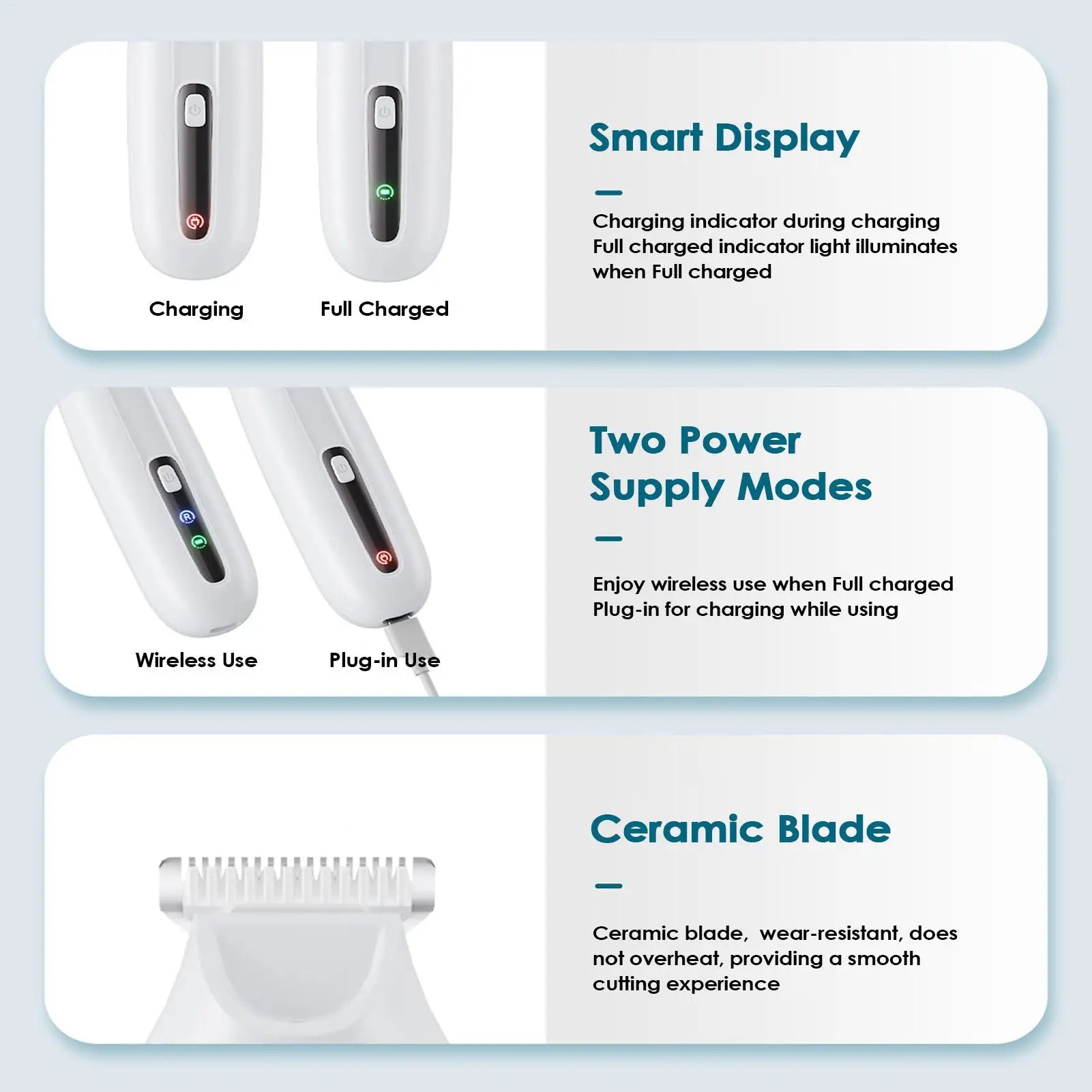 Pet Hair Trimmer Trimming Tool LED Light Electric Dog Paw Grooming