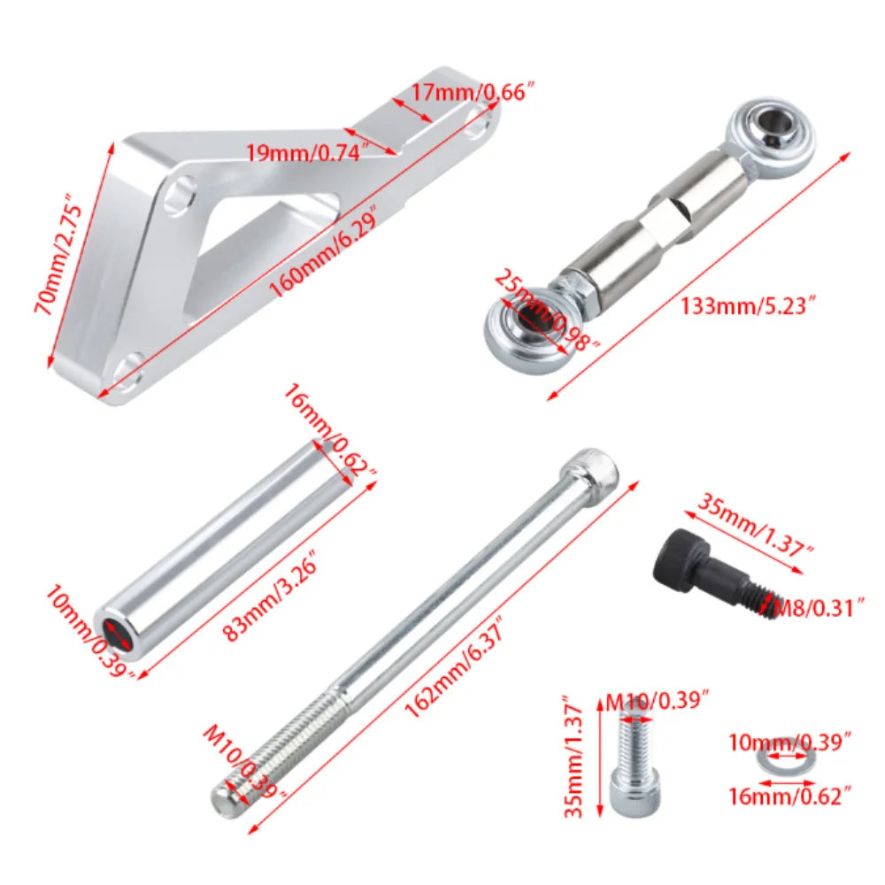 Aluminum Alloy Alternator Bracket Kit Polished Finish Adjustable Design Water Pump Bracket Kit Long Water Pump Zpaxo Motor bracket