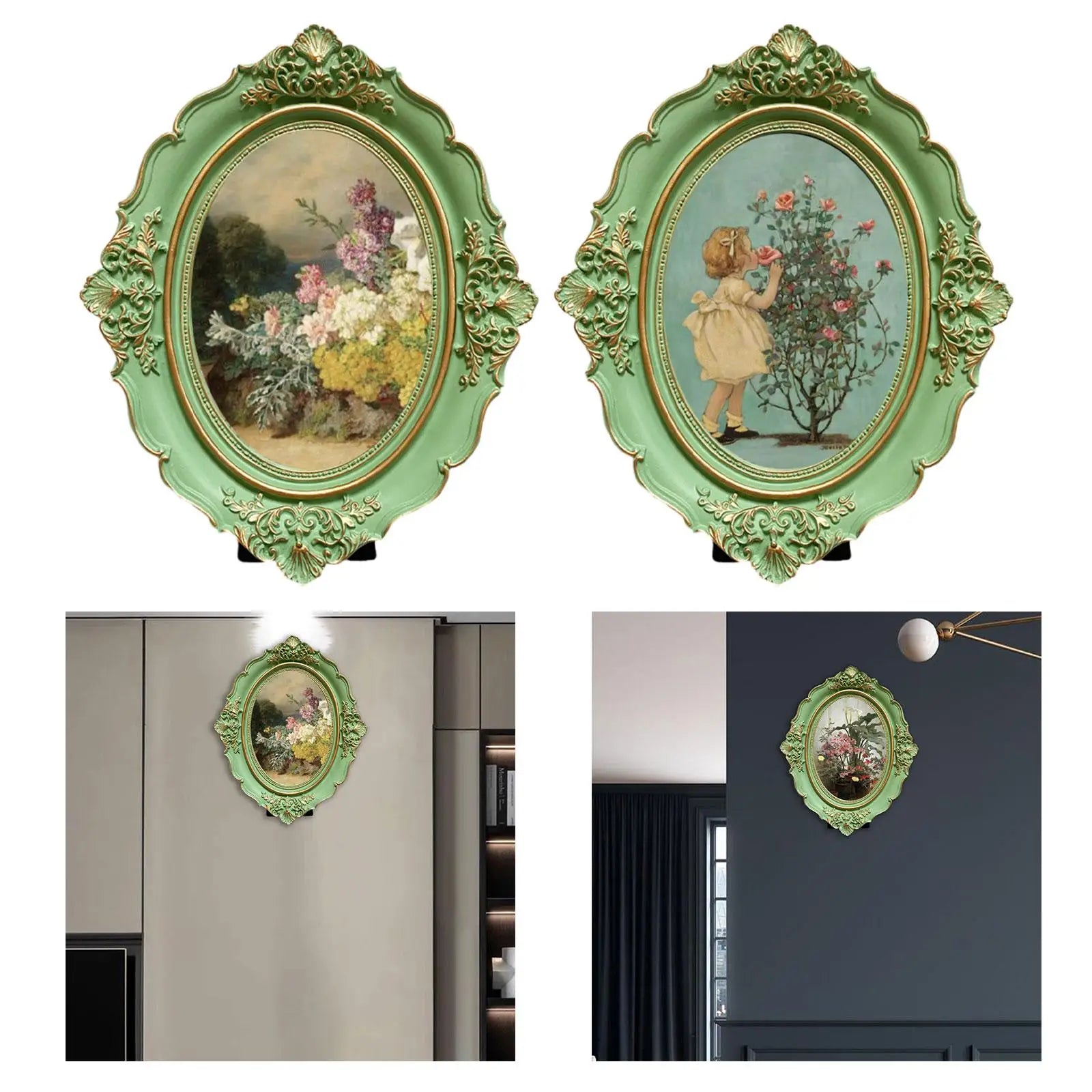 Picture Frame Resin Antique Photo Gallery Art Photo Frame Photo Display Holder for Bedroom Wall Living Room Table Home Decor Zpaxo