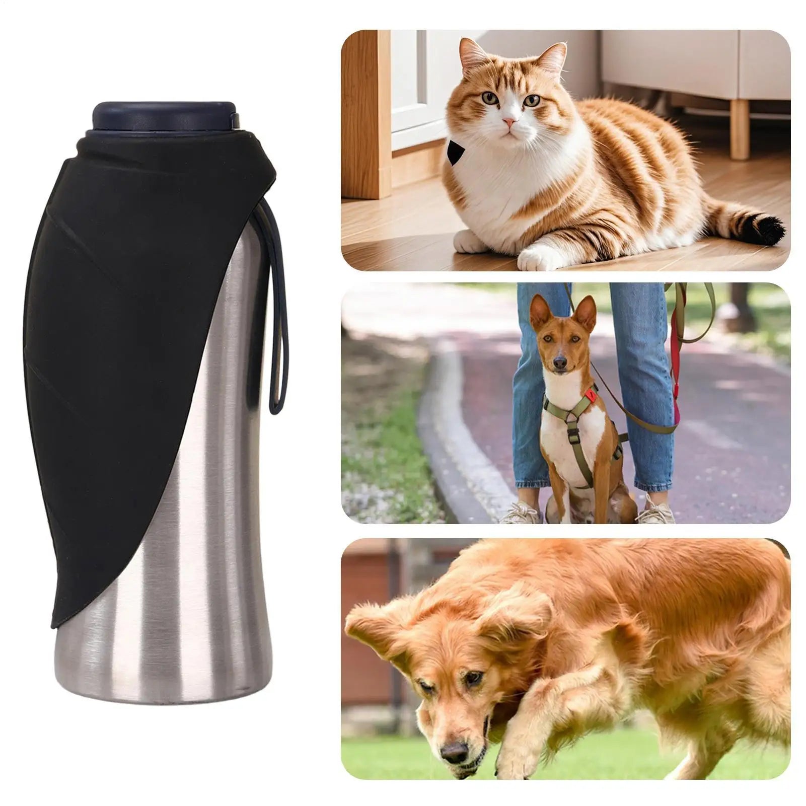 Dog Water Bottle Portable Handle Large Stainless Steel Cup Travel