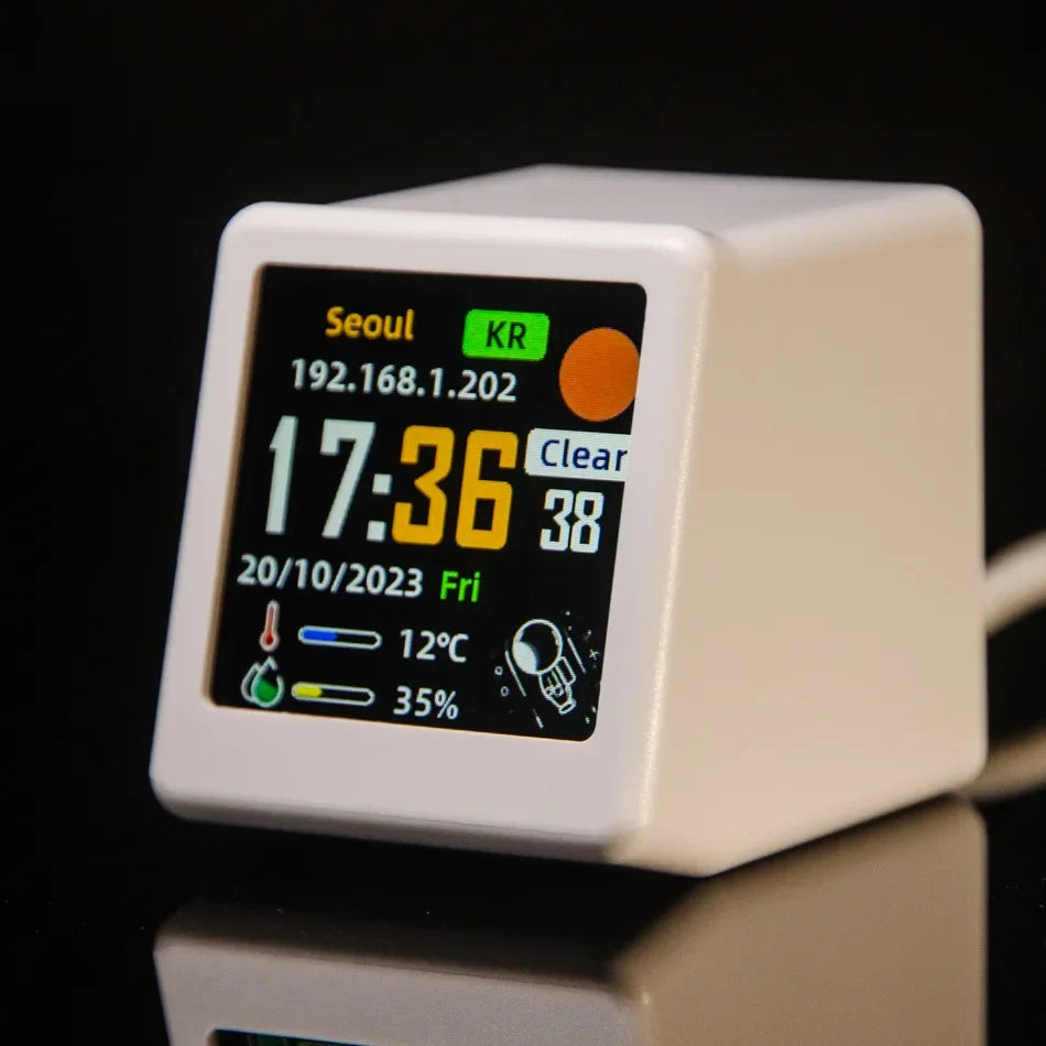 Compact Portable Smart Wifi Weather Station Temperature Humidity Time