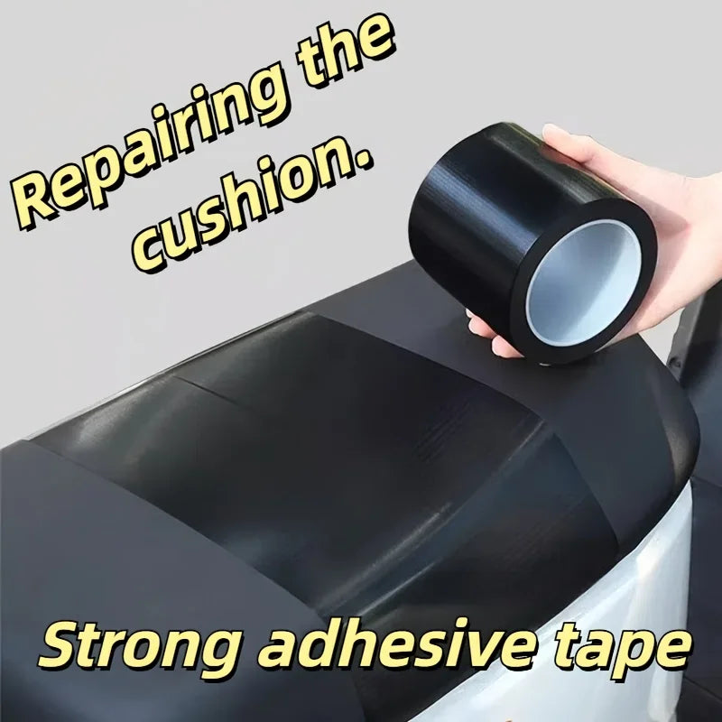 Powerful High-Viscosity Black Single-Sided Fabric Tape -Precision Repairing of Electric BikeSeats, Sofas, and Leather Upholstery Zpaxo