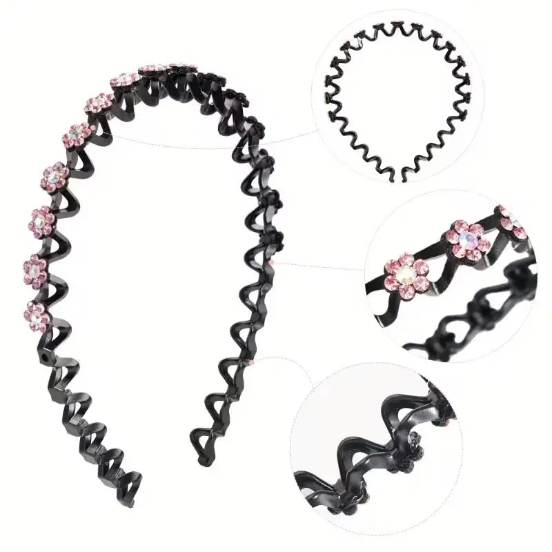 1pcs random Sparkling Rhinestone Floral Headband – Non-Slip Women's Accessory for Everyday, Celebrations, Weddings Zpaxo