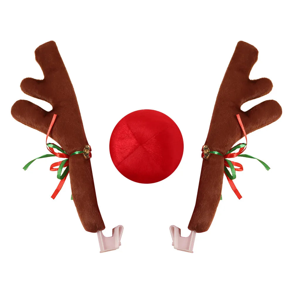 Creative Christmas Auto Exterior Decor Deer Horn Red Nose Cute Car Zpaxo Style 1