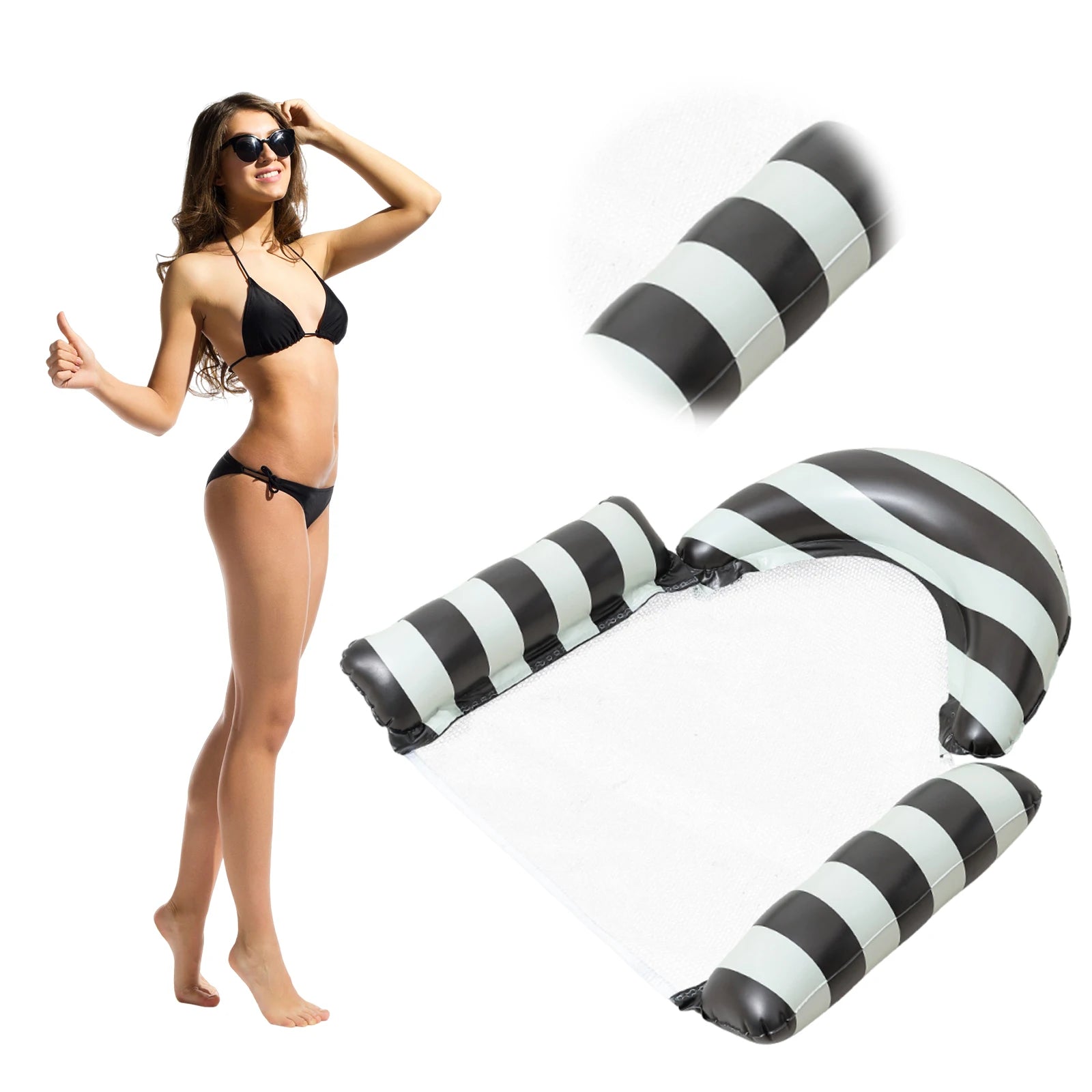 Stripe Pattern PVC Foldable Water Seat Multi-purpose Float Air Zpaxo