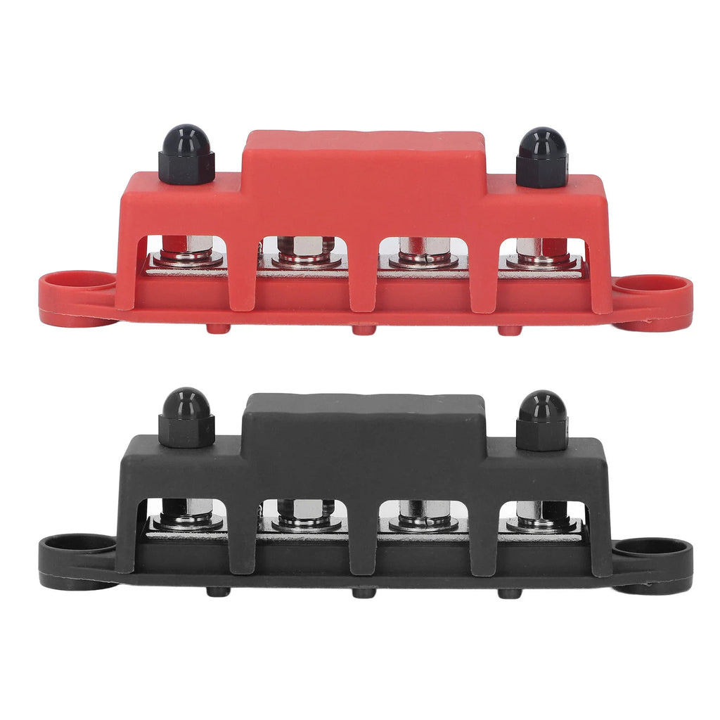 2-piece 4-Position M8 Bus Bar Red Black 48VDC 250A Perfect RV Yacht