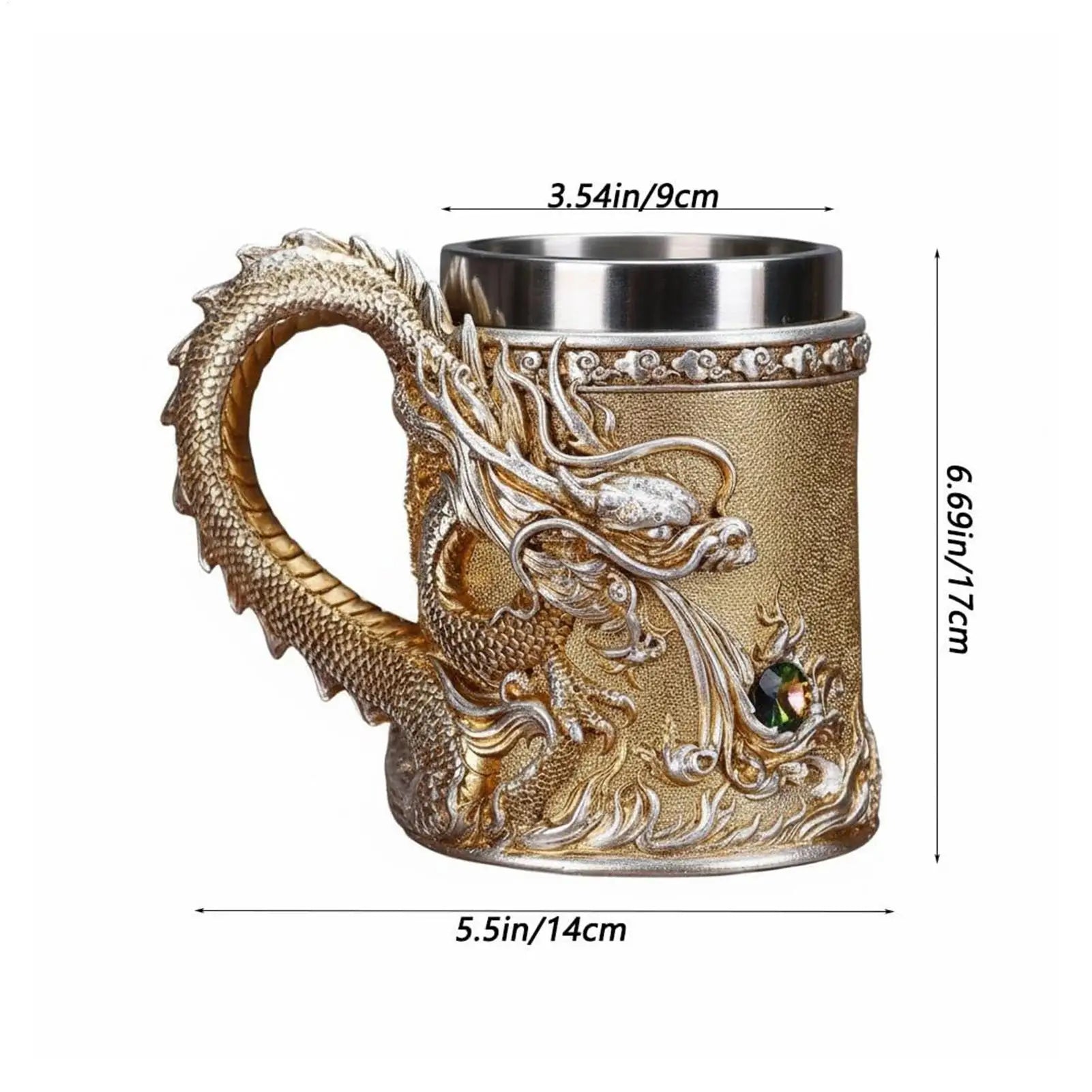 Dragon Cup Embossed Chinese Metal Drinkware Fun Coffee Mugs Tea Table