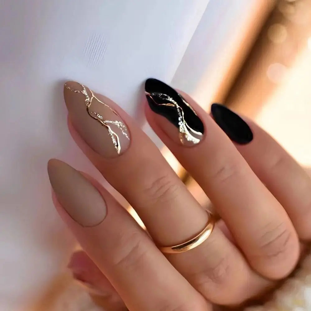 Manicure Long Almond False Nails French White Edge Press Bow Zpaxo JP2849