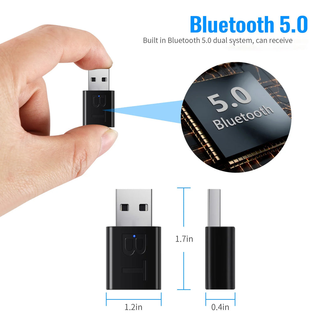 USB Bluetooth 5 0 Receiver Wireless Adapter AUX Jack Car Music Stereo