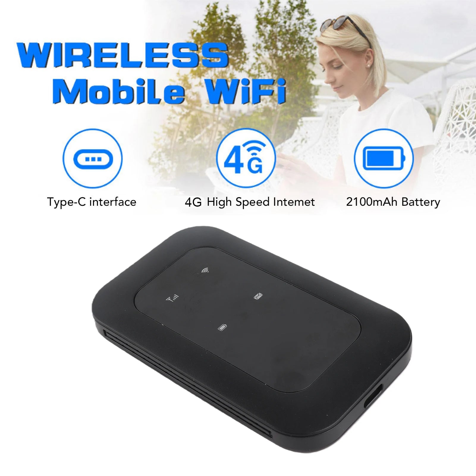 Mobile Wifi Router 2100mAh Battery Supports 10 Connected Devices