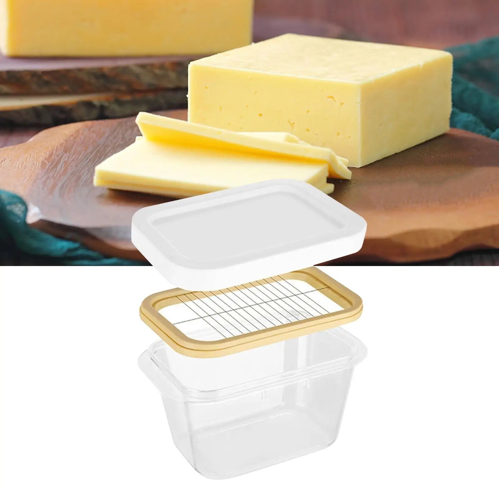 Rectangle Storage Box Butter Fresh Container Keep Cheese Case Zpaxo