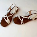 Women's Square Open Toe Vintage Hollow Out Breathable Sandals Women Zpaxo WHITE 35